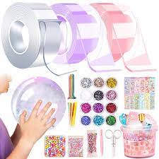 Balloon Bubble Tape DIY Kit – Clear Sticky Tape with Glitter, Beads & Decoration Accessories for Crafts & Kids Fun