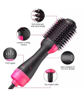 Hair styling tool with features highlighted on a white background